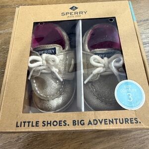 Sperry Shimmering Gold Baby Shoes Size 3M